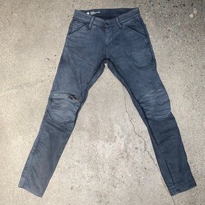 GStar Stretch Denim Gray Moto Zip Knee Jeans